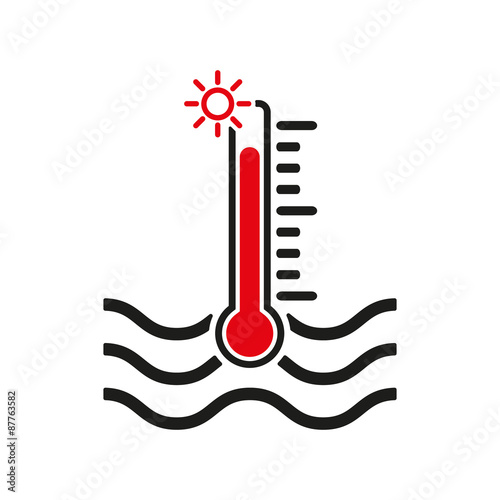 The warm water temperature icon. Hot liquid symbol. Flat