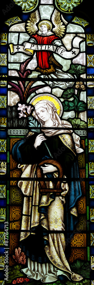 Mary (Patience) in stained glass