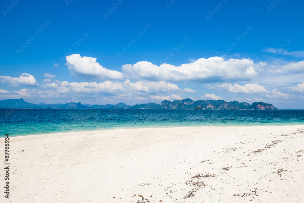 Asia. Po-da Island in Thailand- blue sky and with silky soft whi