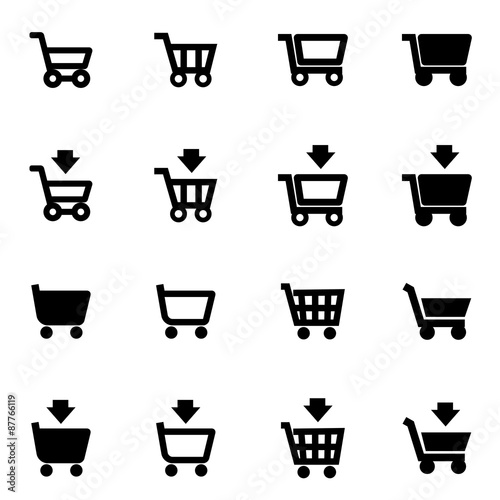 Vector black shopping cart icon set