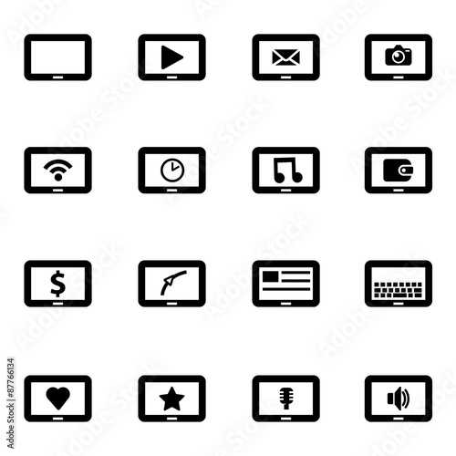 Vector black tablet icon set