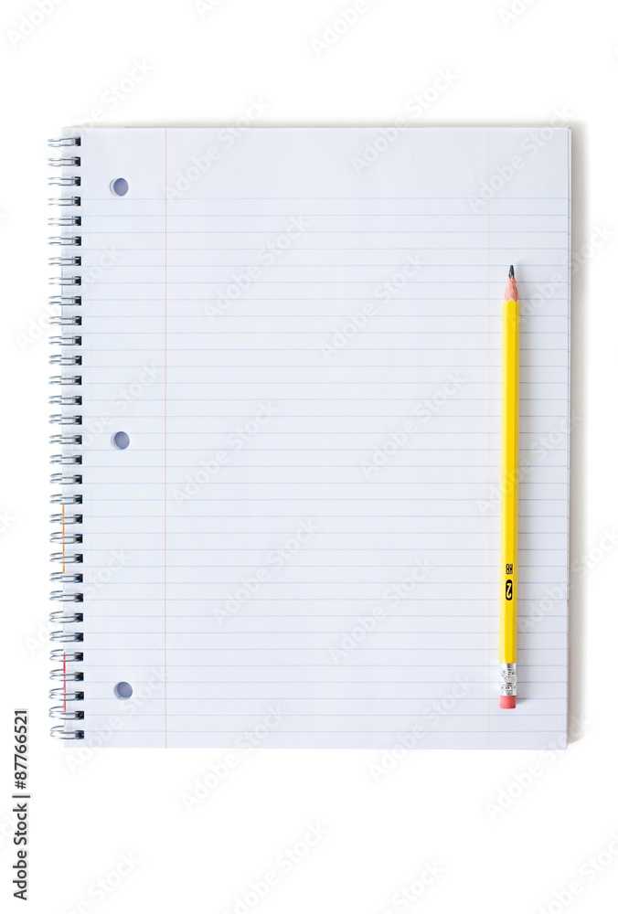 Education: Blank Notebook With Pencil Isolated On White Education: Blank Notebook With Pencil Isolated On White