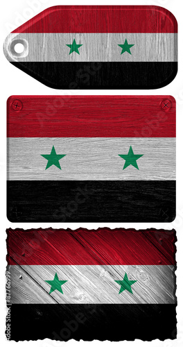 Syria flag painted on wooden tag #87766999
