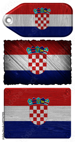 Croatia flag painted on wooden tag #87767119