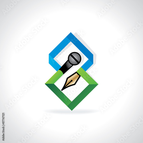 pen nib and mic with media concept vector 