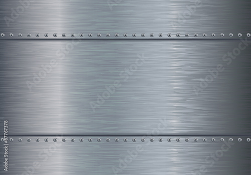 Metal background with steel plate and screws.
