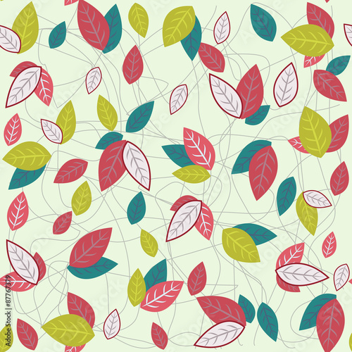  Pattern with colorful leaves .