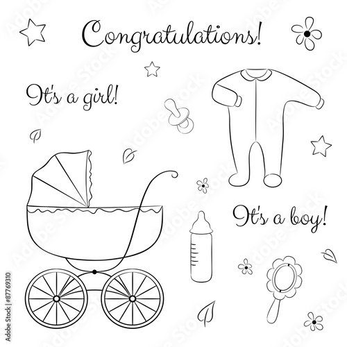 Doodle set of items for newborn