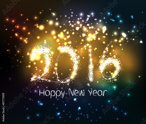 Happy new year 2016 written with Sparkle firework