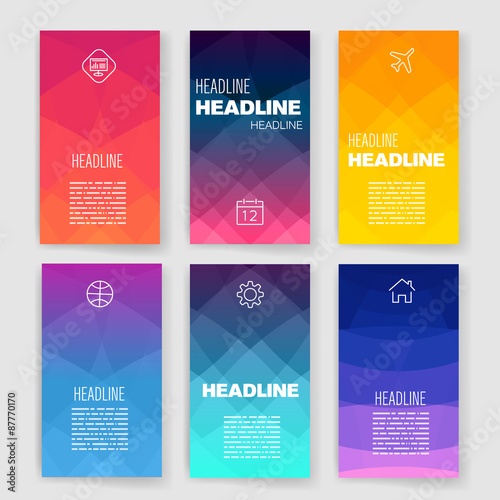 Modern user interface screen template for mobile smart phone or web site. Triangulator colorfull backgrounds designs