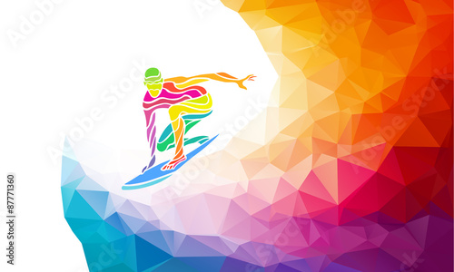 Creative silhouette of surfer. Fitness vector illustration or