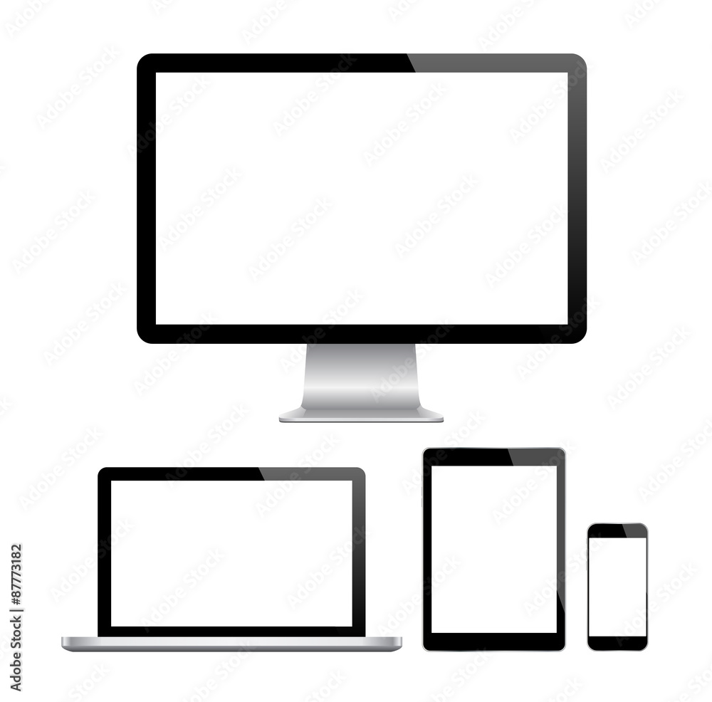 Modern monitor, computer, laptop, phone, tablet on a white background vector eps 10 Modern monitor, computer, laptop, phone, tablet on a white background vector eps 10