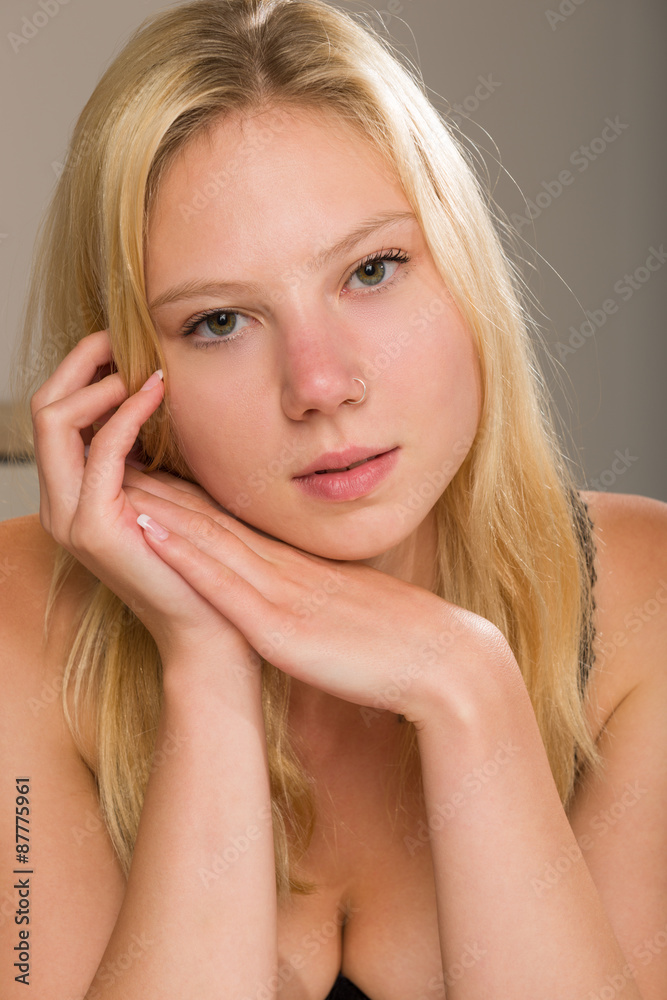 Portrait of a beautiful blond woman with long hair Portrait of a beautiful blond woman with long hair