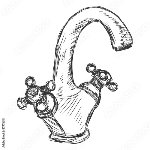 Vector Single Sketch Retro Faucet