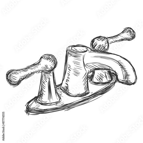 Vector Single Sketch Retro Faucet