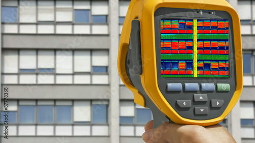 Recording on Residential building with Infrared camera  showing lack of thermal insulation, Full HD video