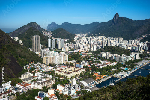 Brazil, Rio De Janeiro, the Botafogo bay seen from the Pao De Acucar (Sugarlo...