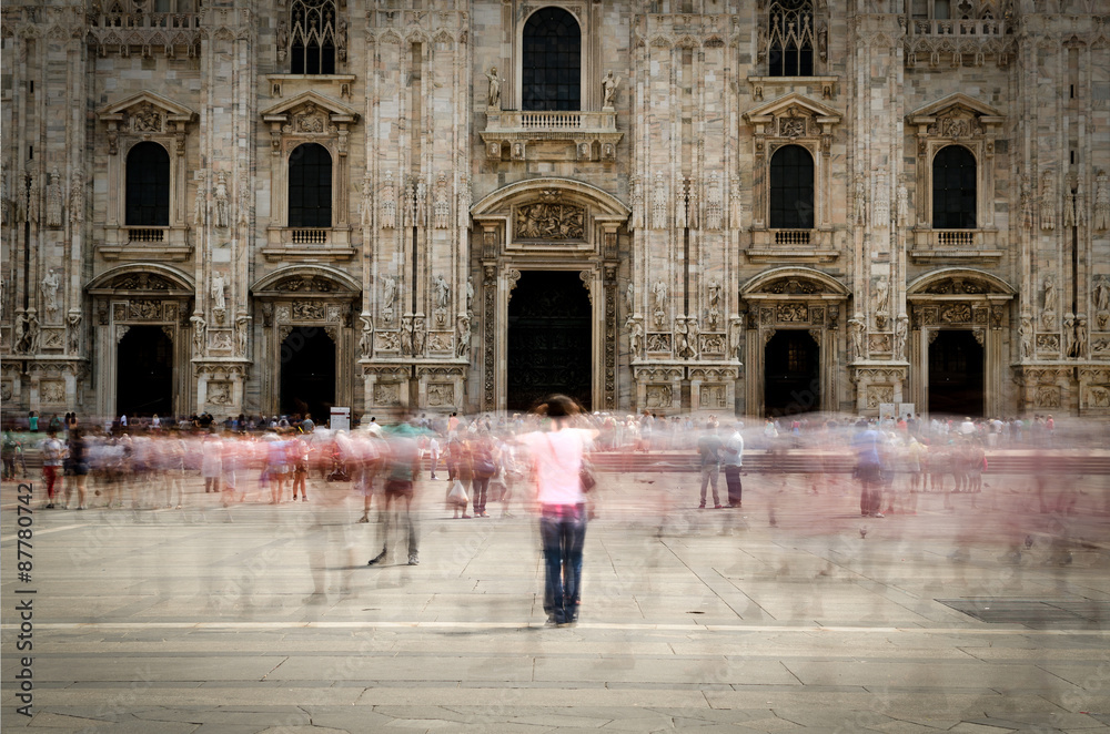 Milan Cathedral with citizens and not posing tourists 