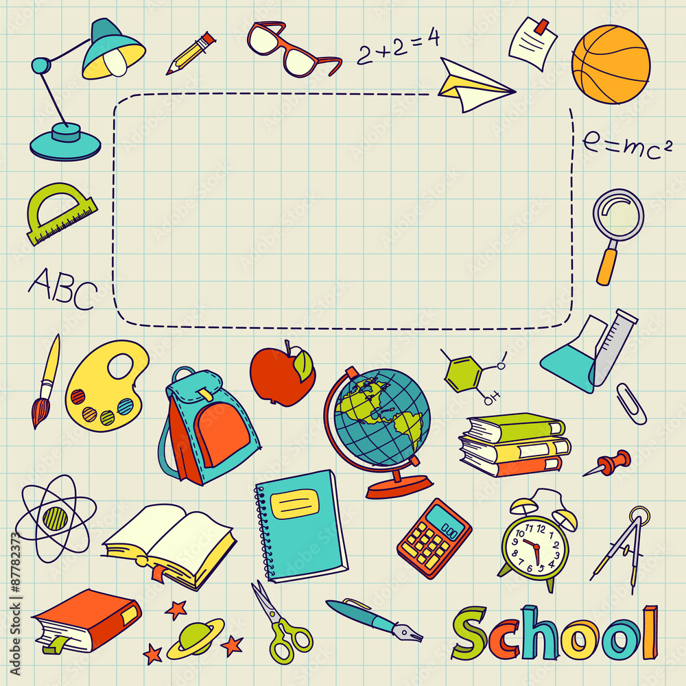 School doodle on the page with space for text School doodle on the page with space for text