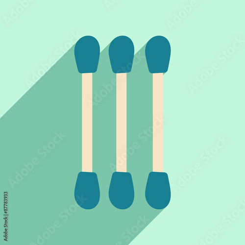 Flat with shadow icon and mobile application cotton swabs