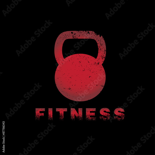 grunge kettlebell on black background vector design template