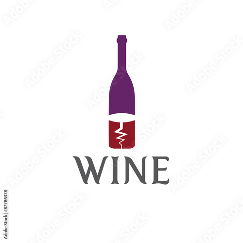 wine bottle and corkscrew vector design template