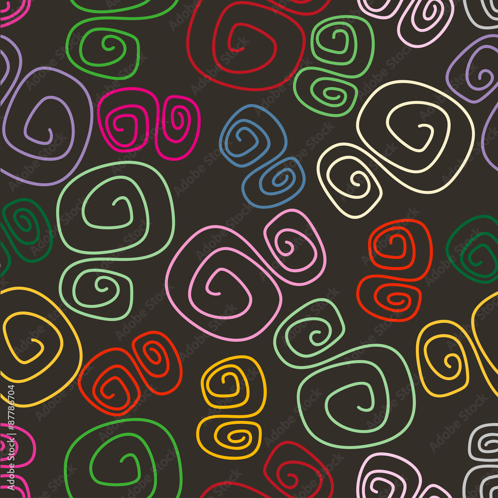 Hand drawn colorful swirl abstract seamless background