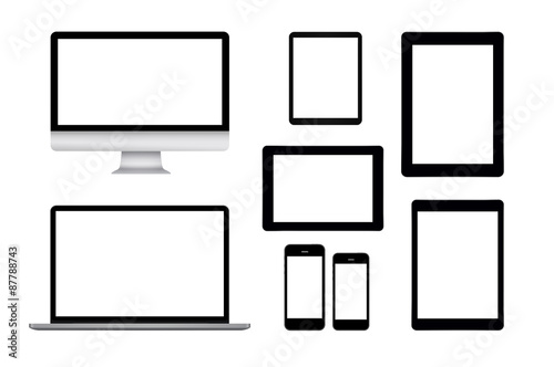 Tablets, smartphones, monitor and laptop