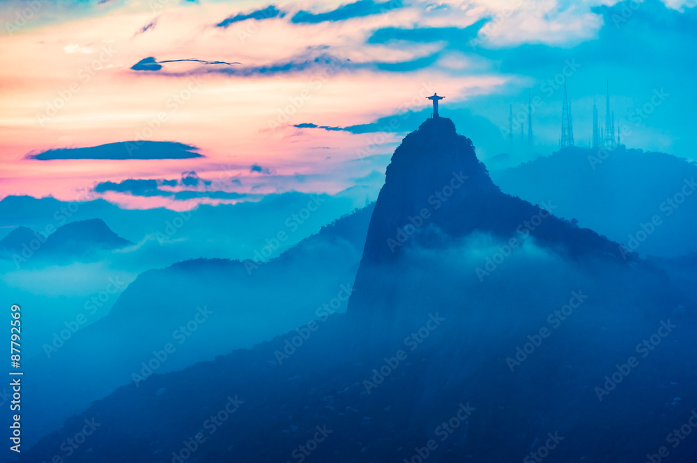 Sunset view of Rio de Janairo, Brazil - obrazy, fototapety, plakaty 