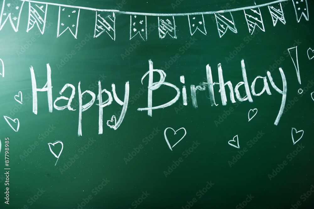 Fototapeta premium Children drawings on school blackboard background