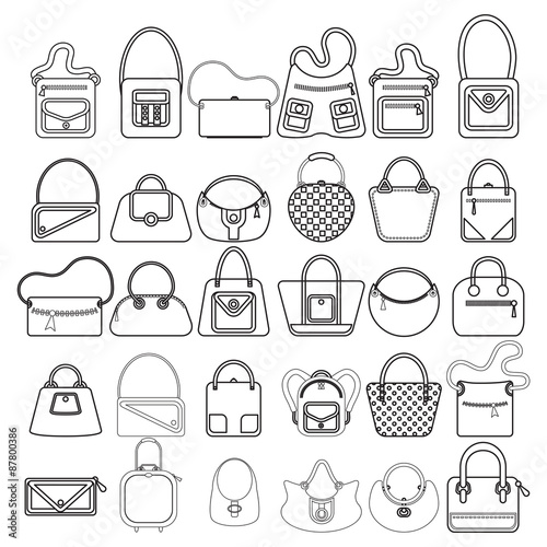 Illustration of the different bag designs on a white background
