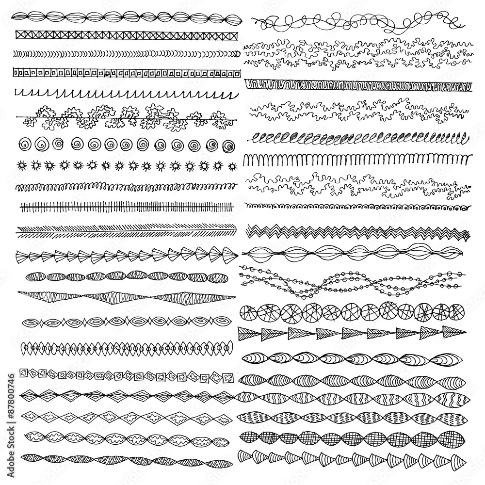 Hand drawn vector line border set and design element. Illustration Hand drawn vector line border set and design element. Illustration