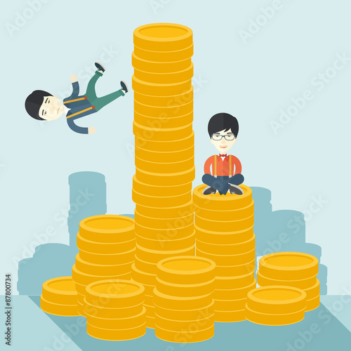 Failed and successful asian businessmen.