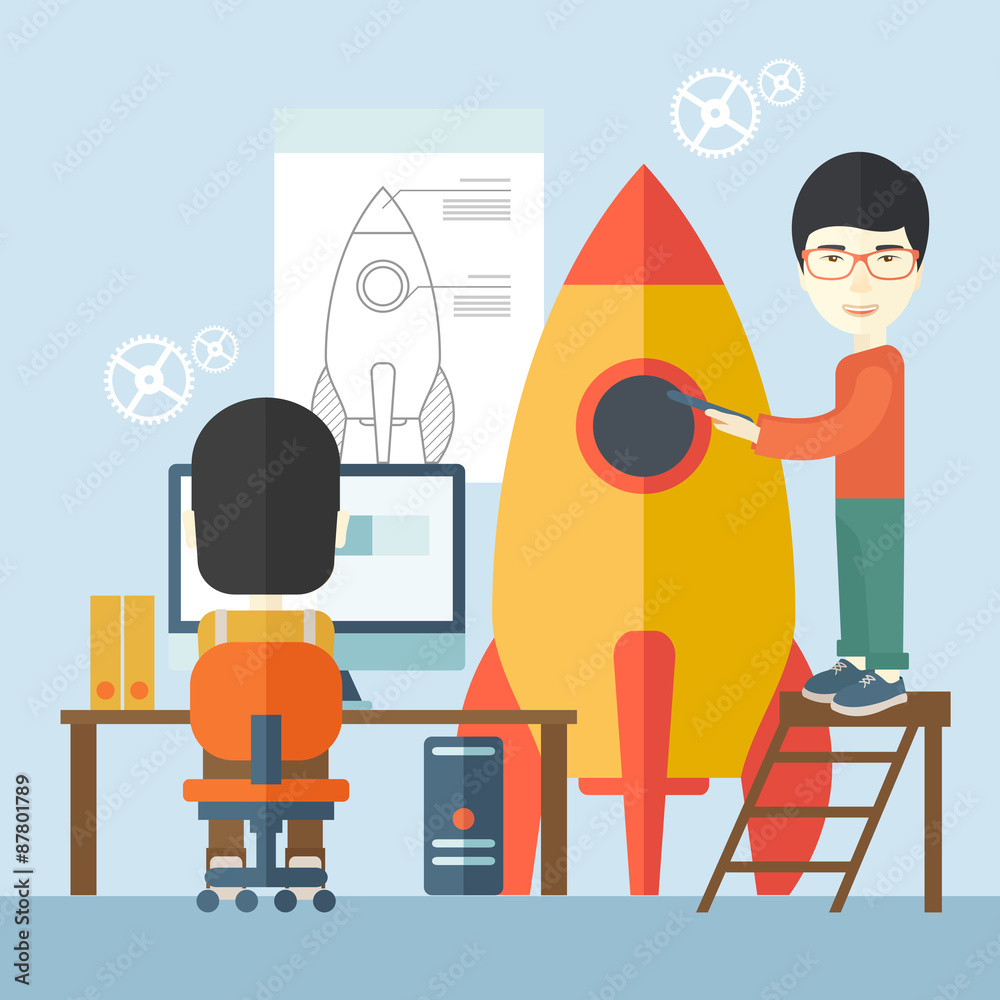 Two asian men for start up business Two asian men for start up business