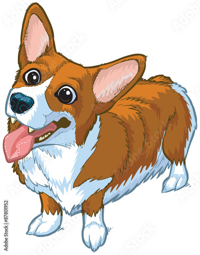 Happy Corgi Dog Vector Cartoon Illustration