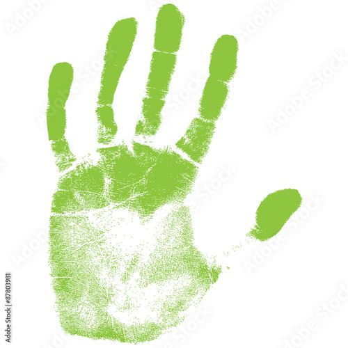 Vector illustration old man green hand print isolated on white b