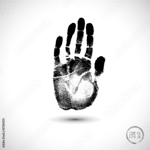 black hand print on a white