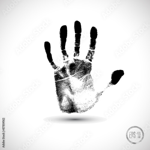 black hand print on a white