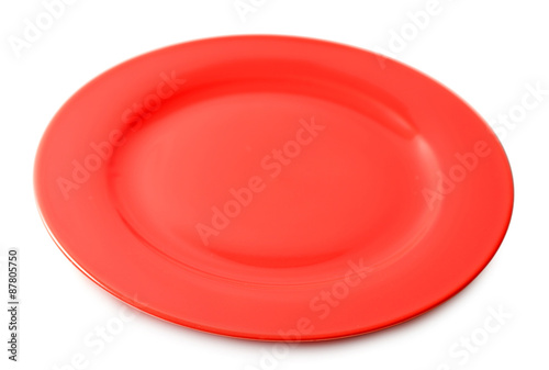 Empty colorful plate isolated on white