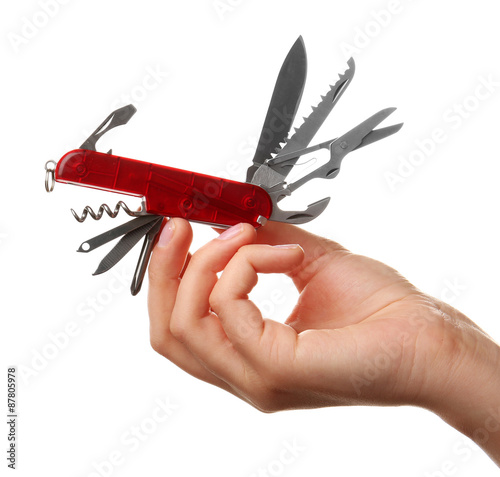 Cuadro en lienzo Multipurpose knife isolated on white