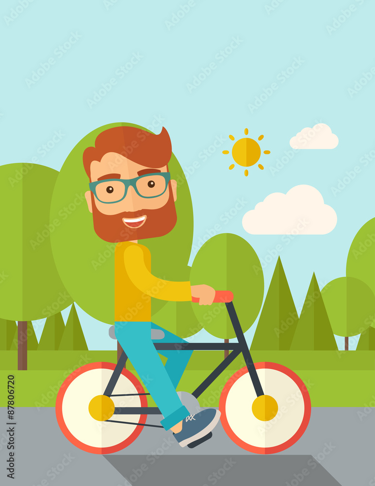 Man riding a bicycle.