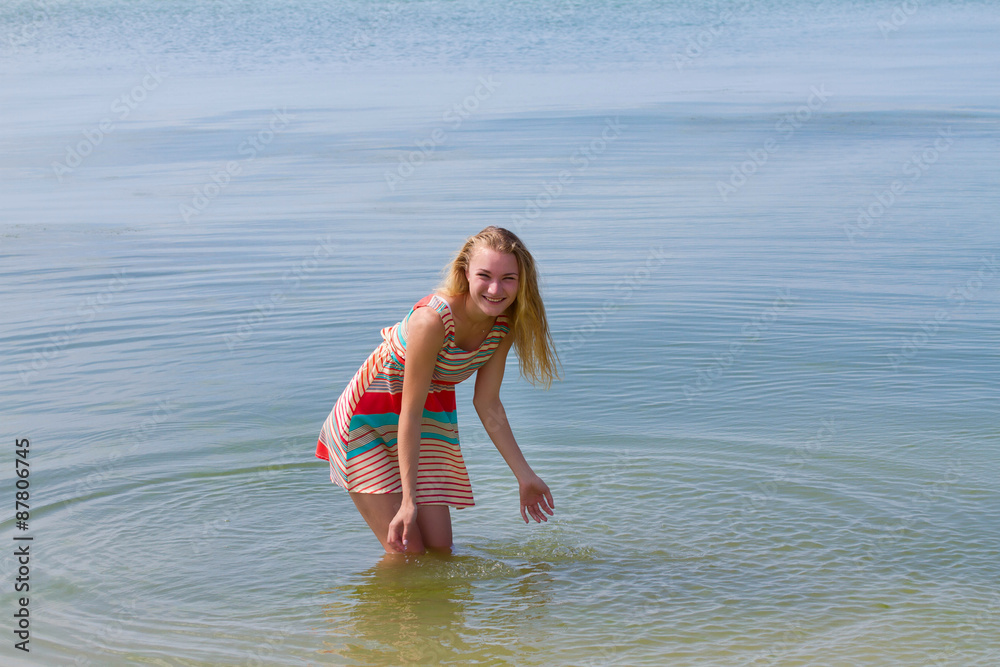 Teenager Girl Enjoying At The Beach 13880405 Stock Photo at Vecteezy