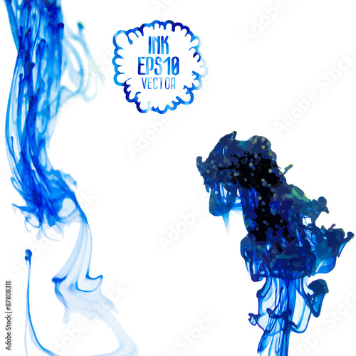 Vector abstract cloud. Ink swirling in water, cloud of ink in water