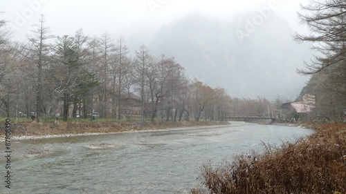 The View from Kappabashi Bridge. This image was taken in Kamikochi, Nagano Prefecture, Japan photo