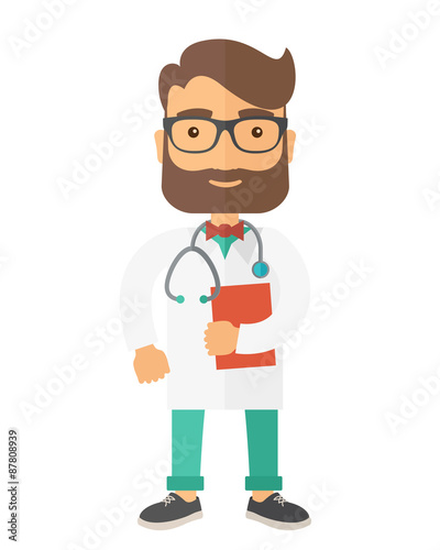 Young male doctor standing with stethoscope.