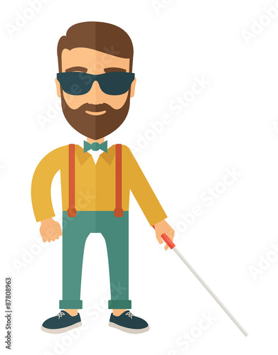 Blind man with walking stick