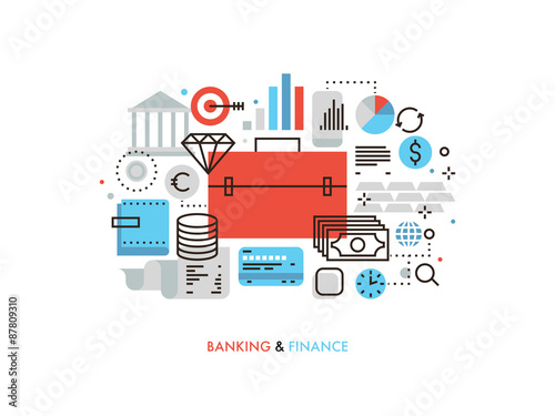 Finance and banking flat line illustration