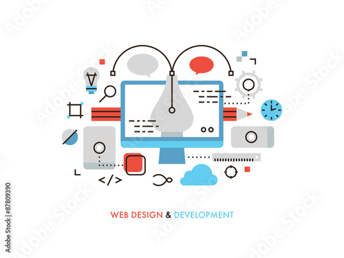 Web design flat line illustration