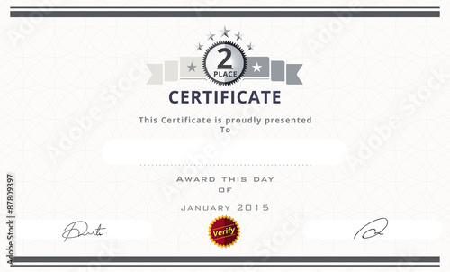 Certificate template with second place concept. certificate bord