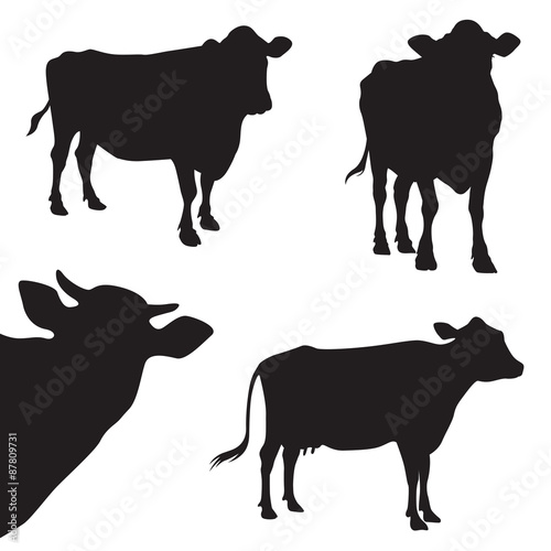 cow silhouette illustration set